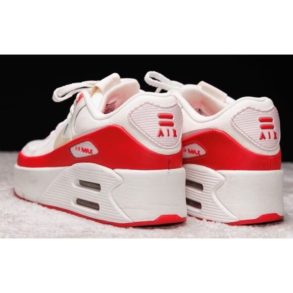 Nike Air Max 90 LV8 Sail Siren Red Pink Platform Sneakers Womens 9.5 HF5073-133 - Picture 8 of 16
